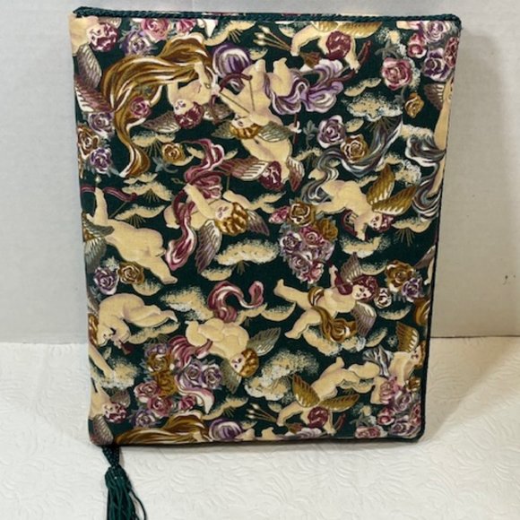 VTG Angel Cherubs Padded Floral Fabric Double Picture Frame Holds 7 Photos - Picture 5 of 11